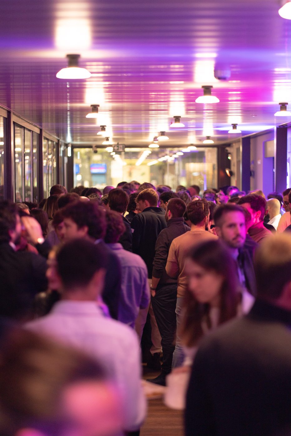 The crowd indoors